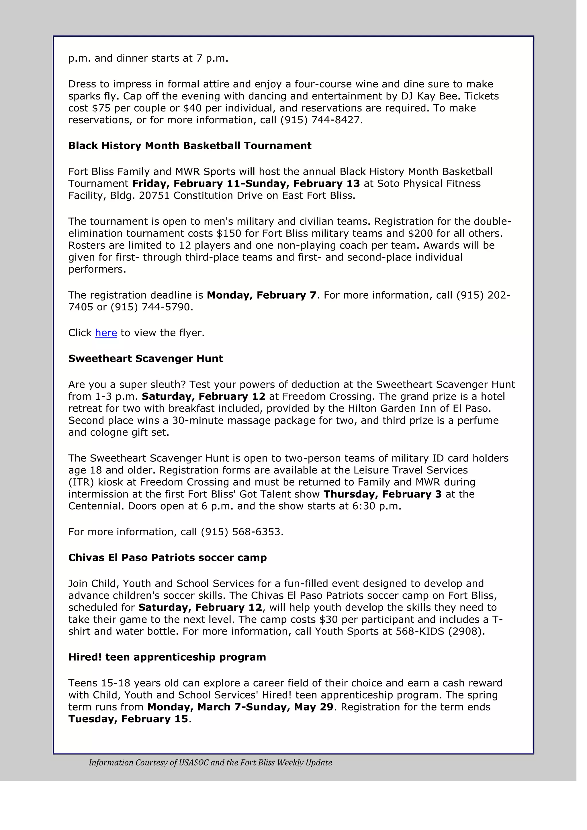 Weekly update 28 jan