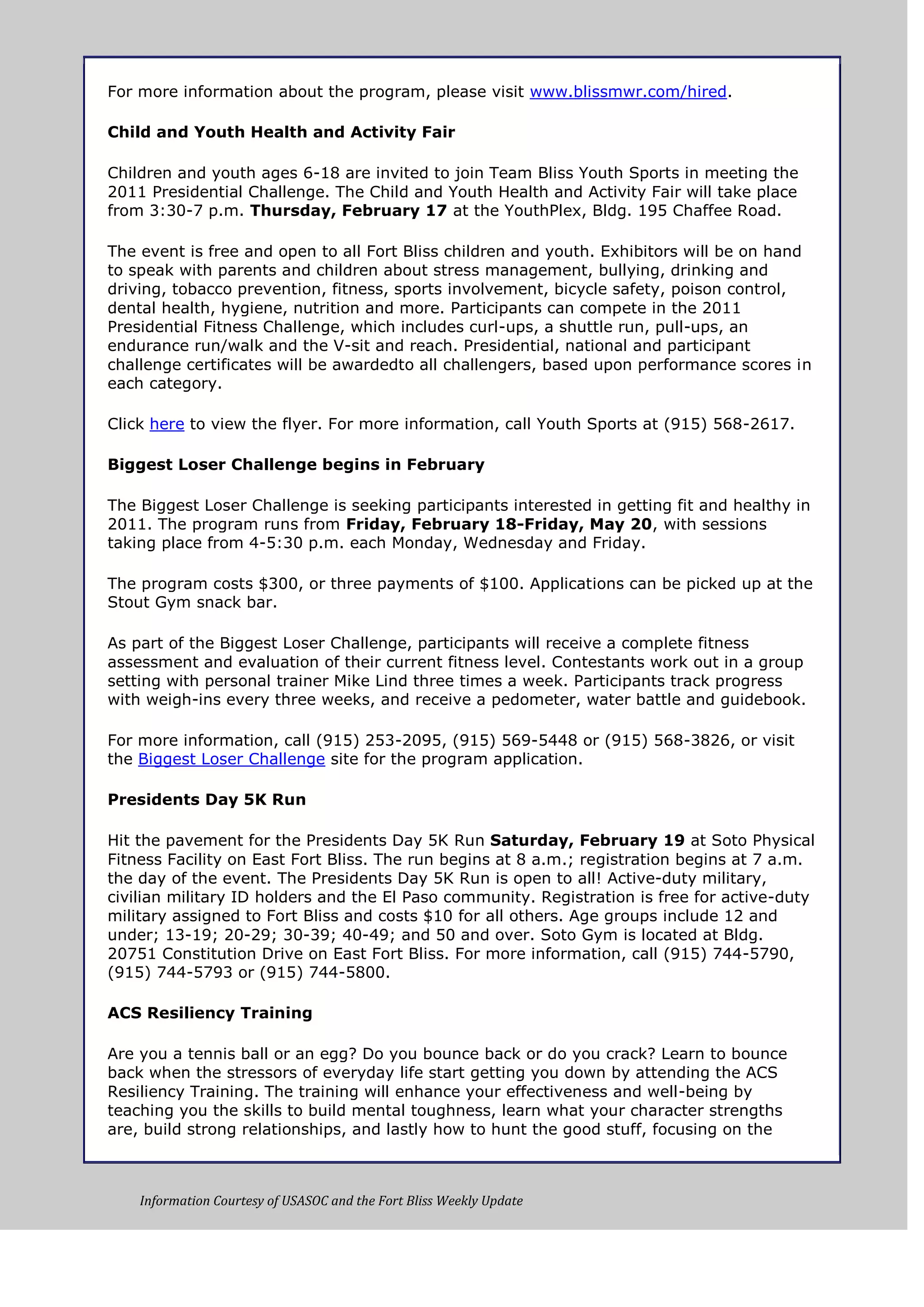 Weekly update 28 jan