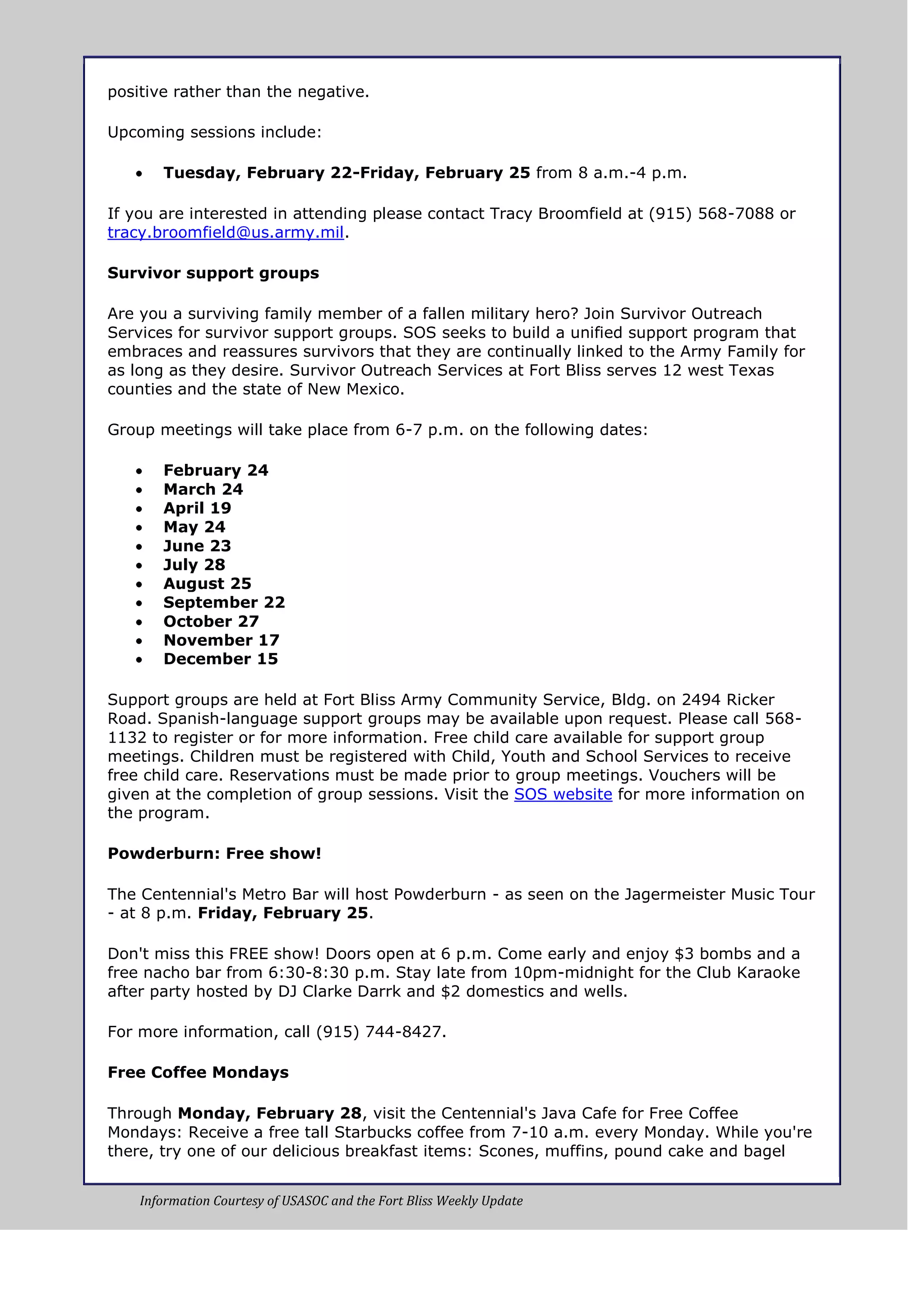 Weekly update 28 jan