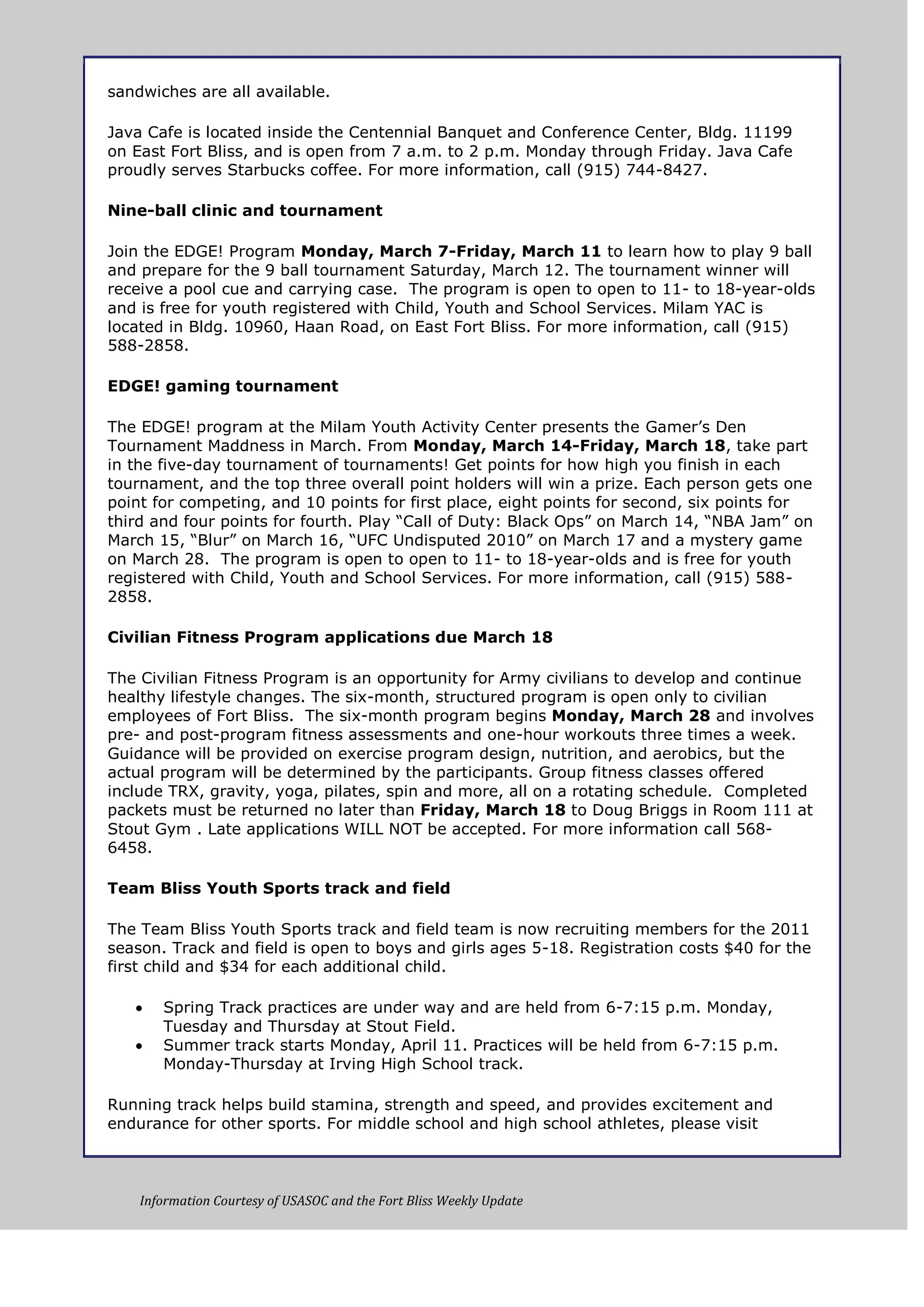 Weekly update 28 jan