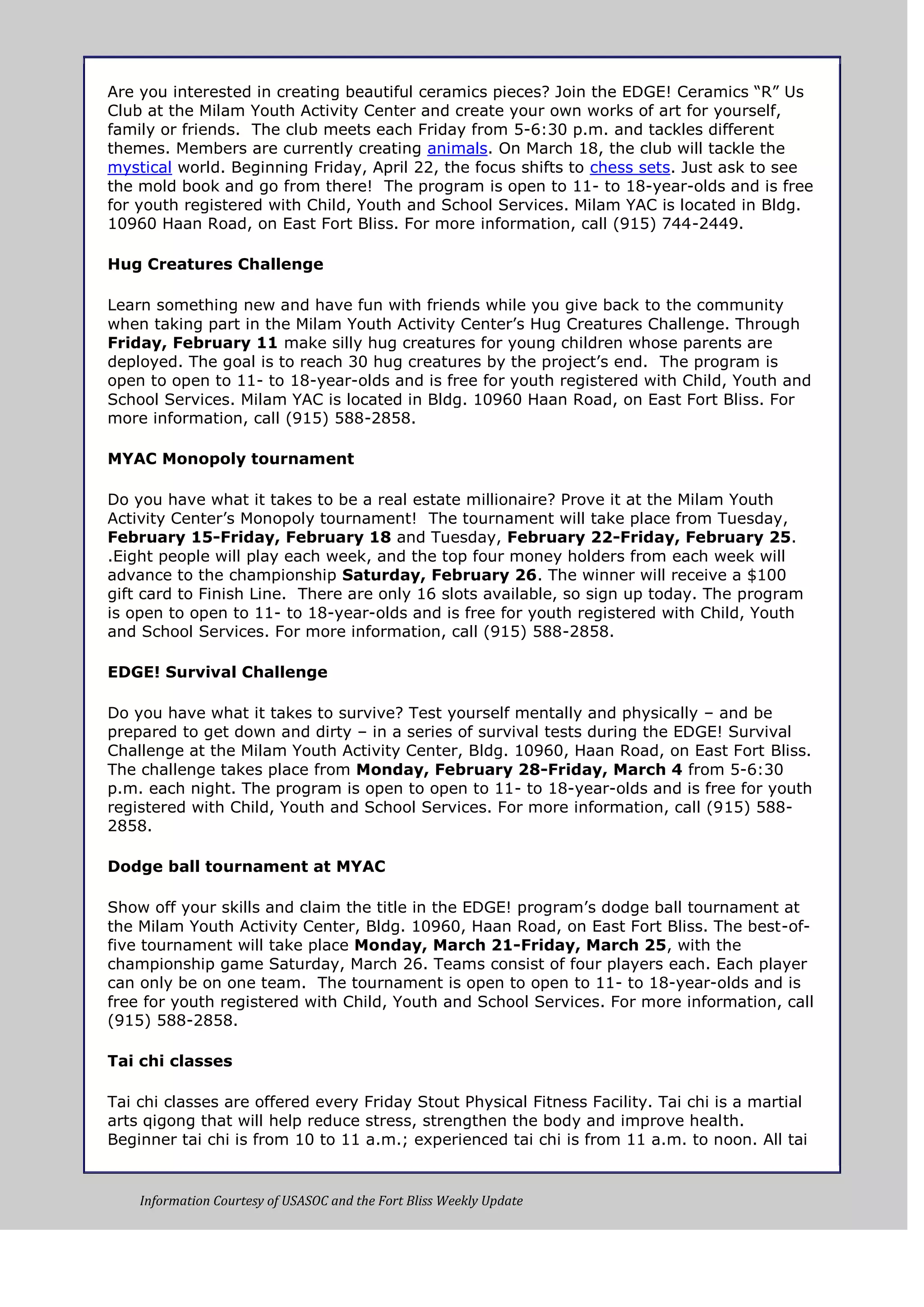 Weekly update 28 jan