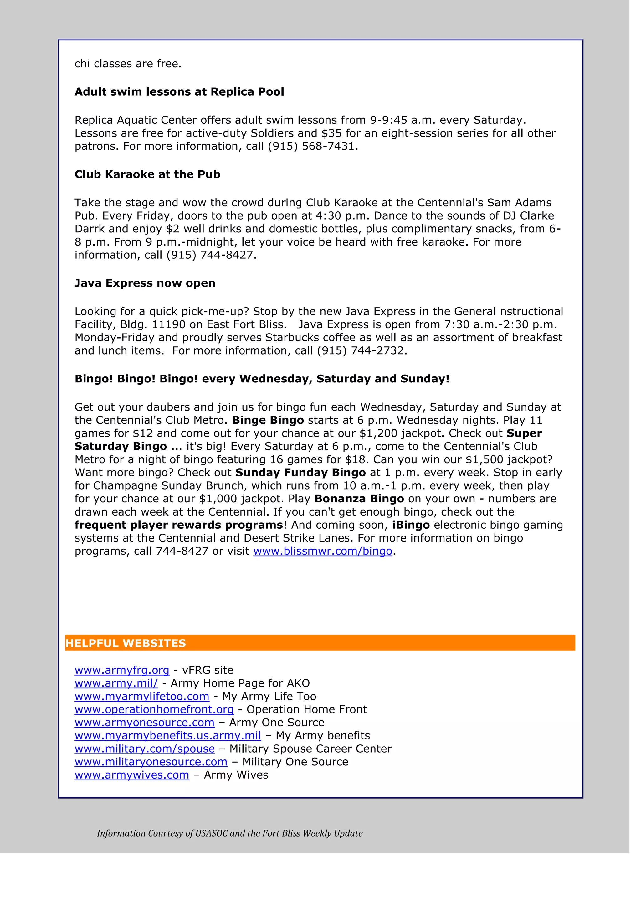 Weekly update 28 jan