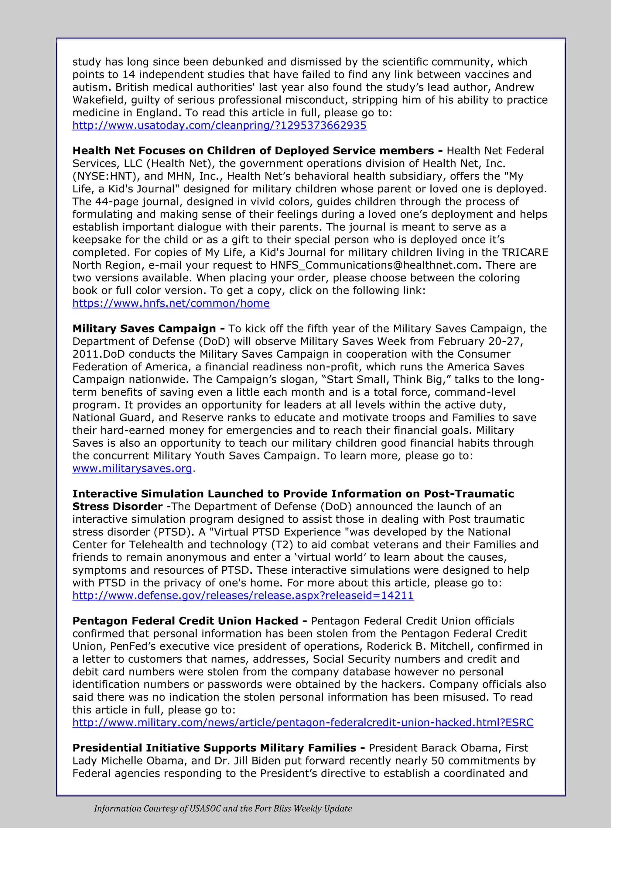 Weekly update 28 jan