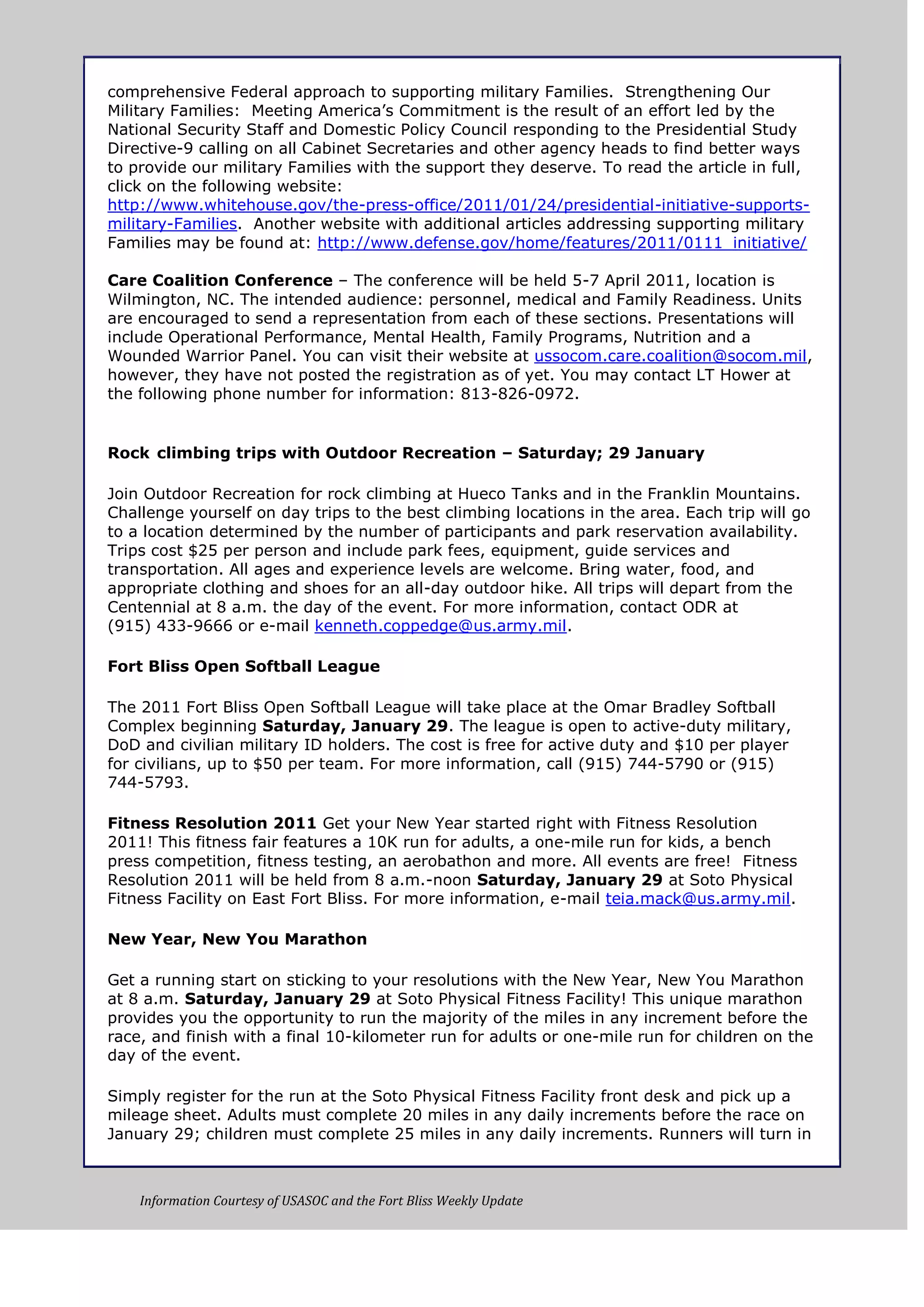 Weekly update 28 jan