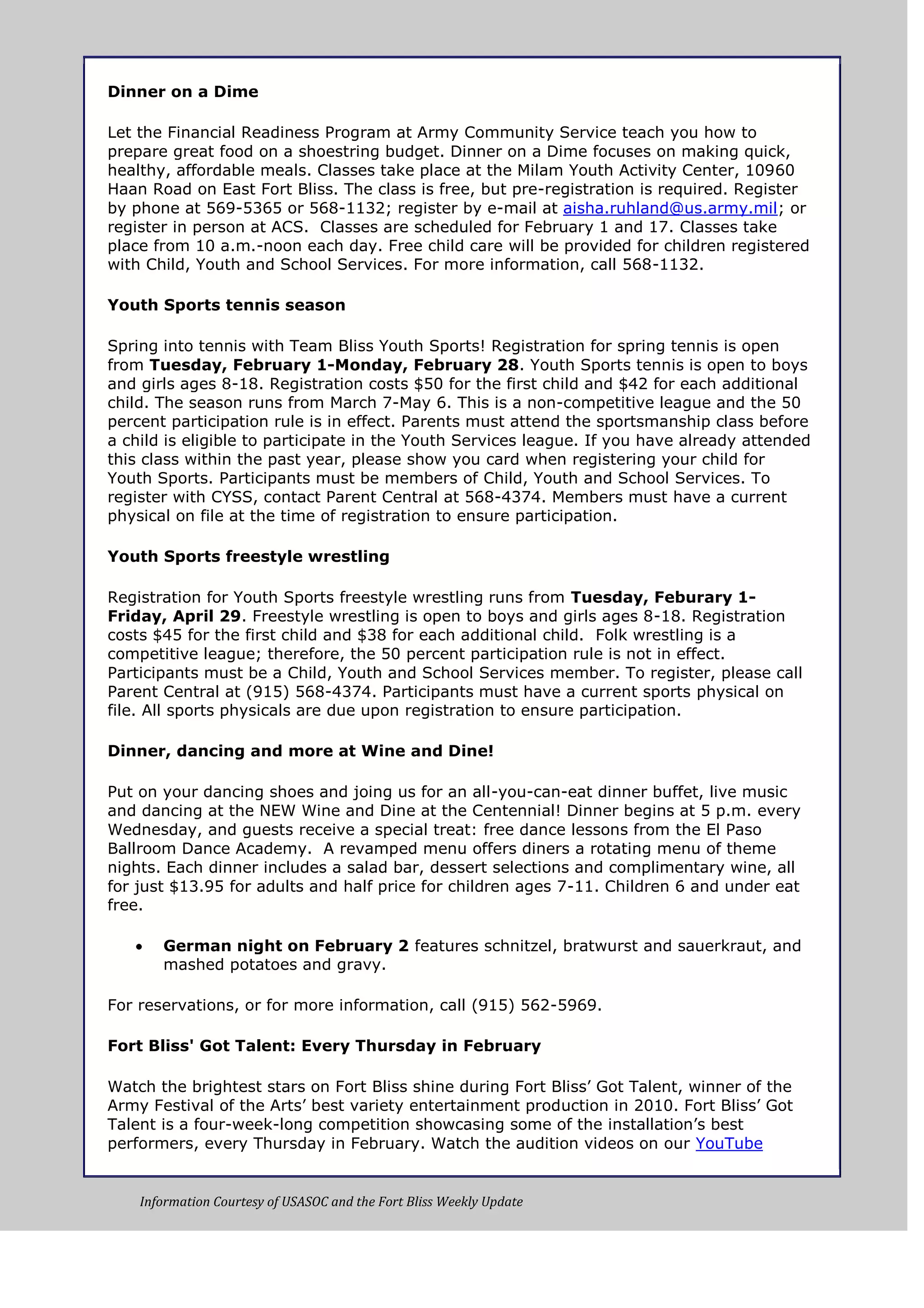 Weekly update 28 jan