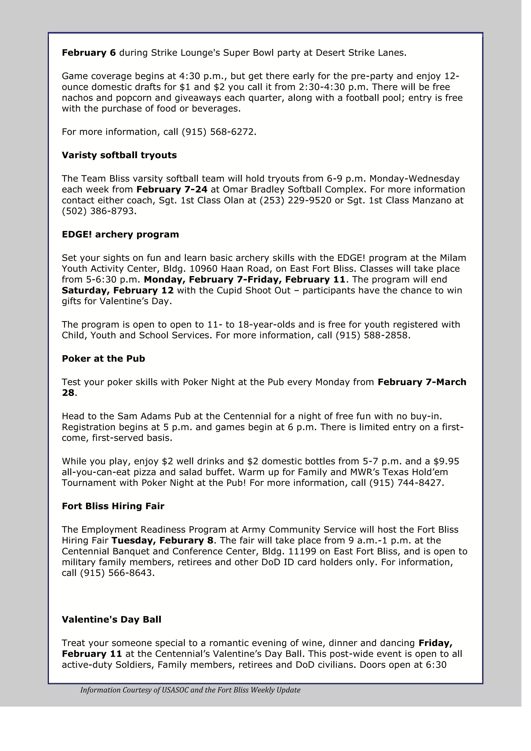 Weekly update 28 jan