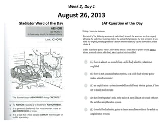 Week 2, Day 1
August 26, 2013
Gladiator Word of the Day SAT Question of the Day
 