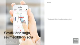 Tinder stili ürün inceleme deneyimi.
#retail
Daha Fazlası
Sevdiklerin sağa,
sevmediklerin sola
 
