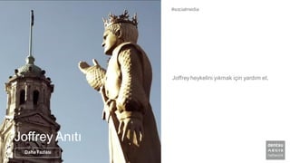 Joffrey heykelini yıkmak için yardım et.
#socialmedia
Daha Fazlası
Joffrey Anıtı
 