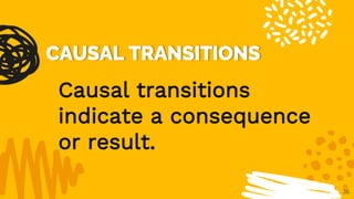 36
Causal transitions
indicate a consequence
or result.
 