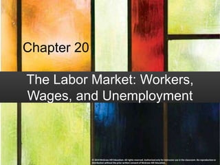 Chapter 20
The Labor Market: Workers,
Wages, and Unemployment
© 2019 McGraw-Hill Education. All rights reserved. Authorized only for instructor use in the classroom. No reproduction or
distribution without the prior written consent of McGraw-Hill Education.
 
