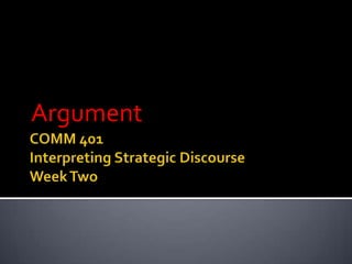 COMM 401Interpreting Strategic DiscourseWeek TwoArgument