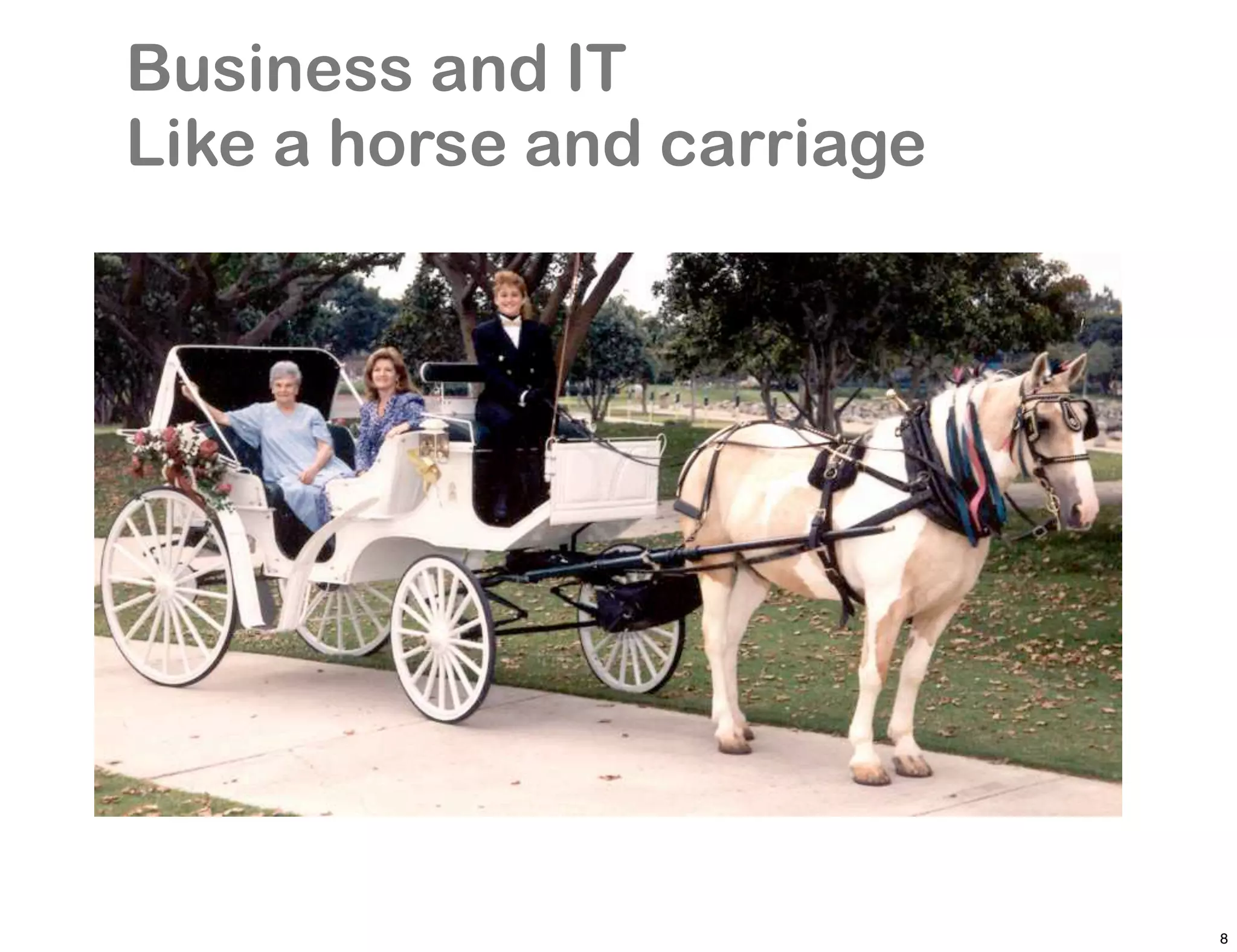 Business and IT
Like a horse and carriage




                            8
 