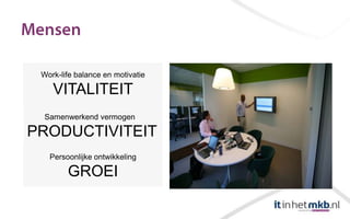 Work-life balance en motivatie

    VITALITEIT
  Samenwerkend vermogen

PRODUCTIVITEIT
   Persoonlijke ontwikkeling

        GROEI
 