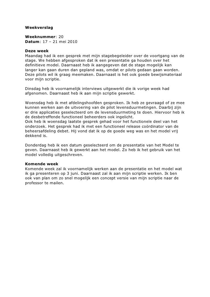 Voorbeeld Van Een Verslag