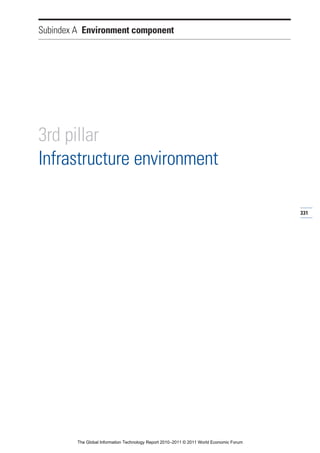Subindex A Environment component




3rd pillar
Infrastructure environment

                                                                                          331




         The Global Information Technology Report 2010–2011 © 2011 World Economic Forum
 