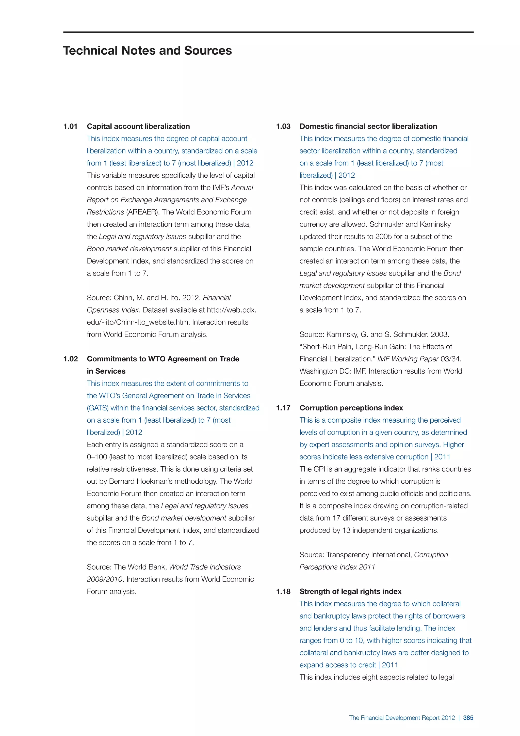  World Economic Forum,  'The Financial Development Report 2012'