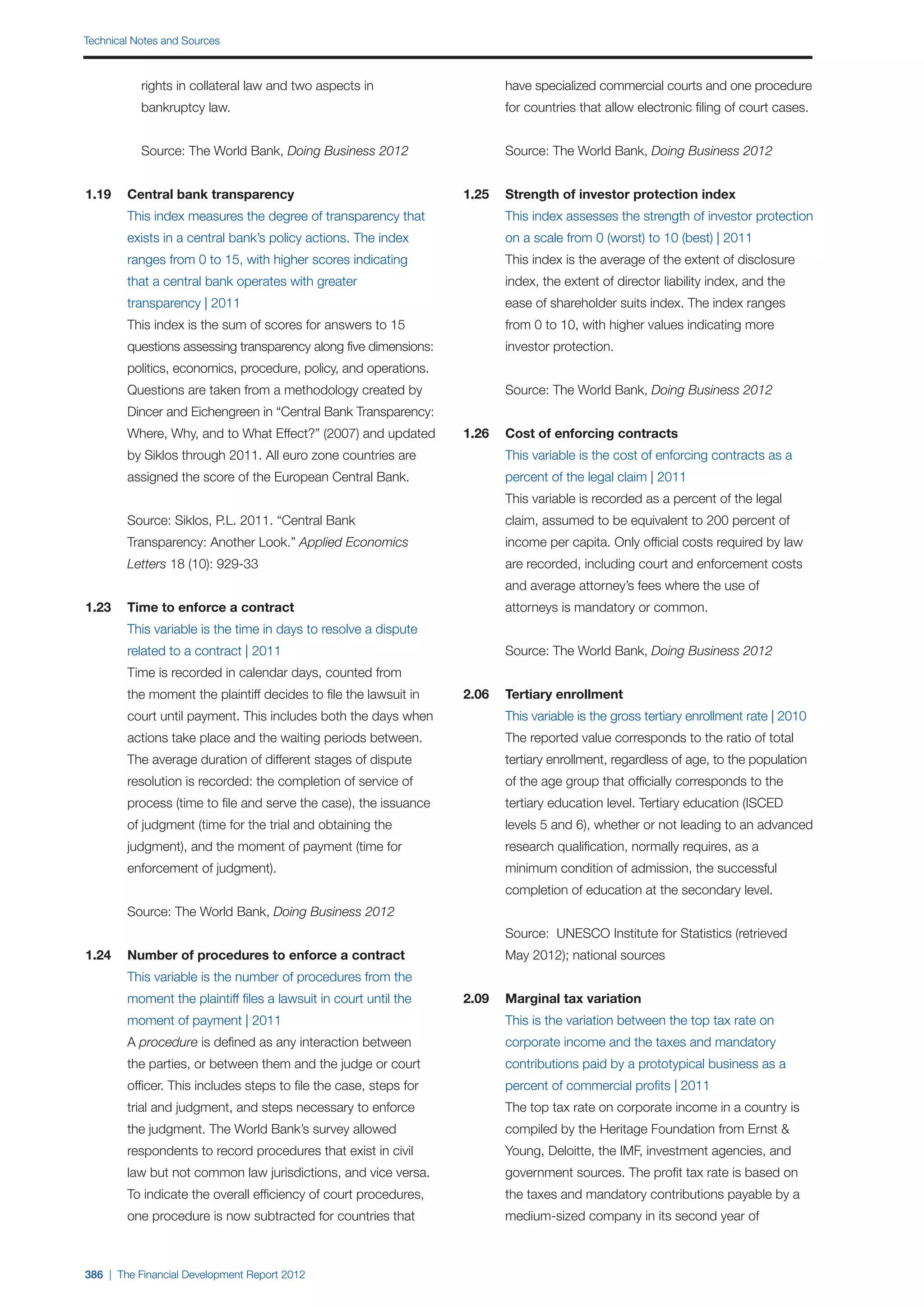  World Economic Forum,  'The Financial Development Report 2012'