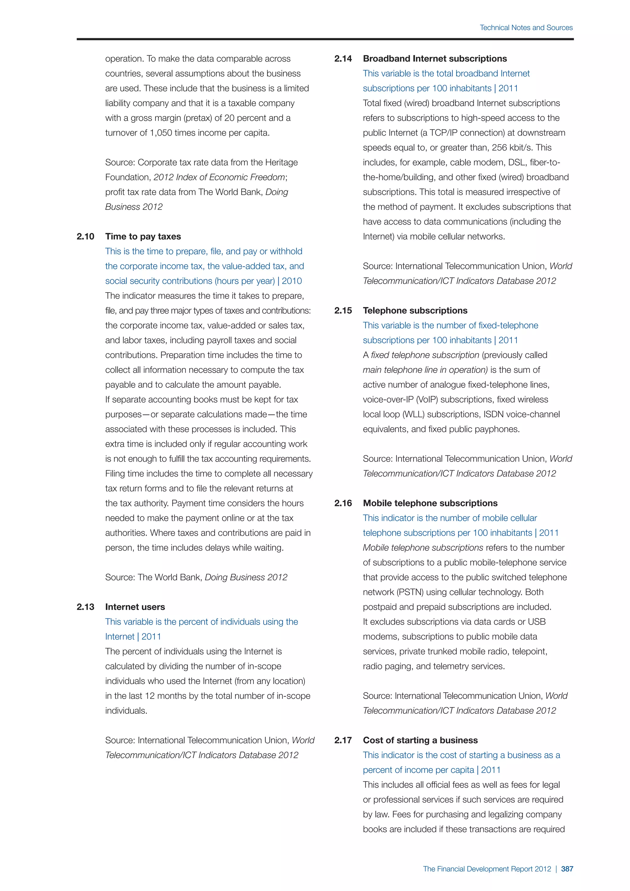  World Economic Forum,  'The Financial Development Report 2012'