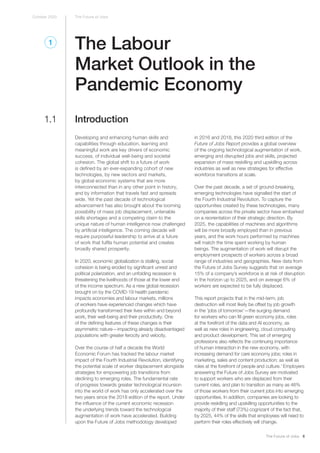 The Future of JobsOctober 2020
The Future of Jobs 8
Introduction
The Labour
Market Outlook in the
Pandemic Economy
1
Devel...
