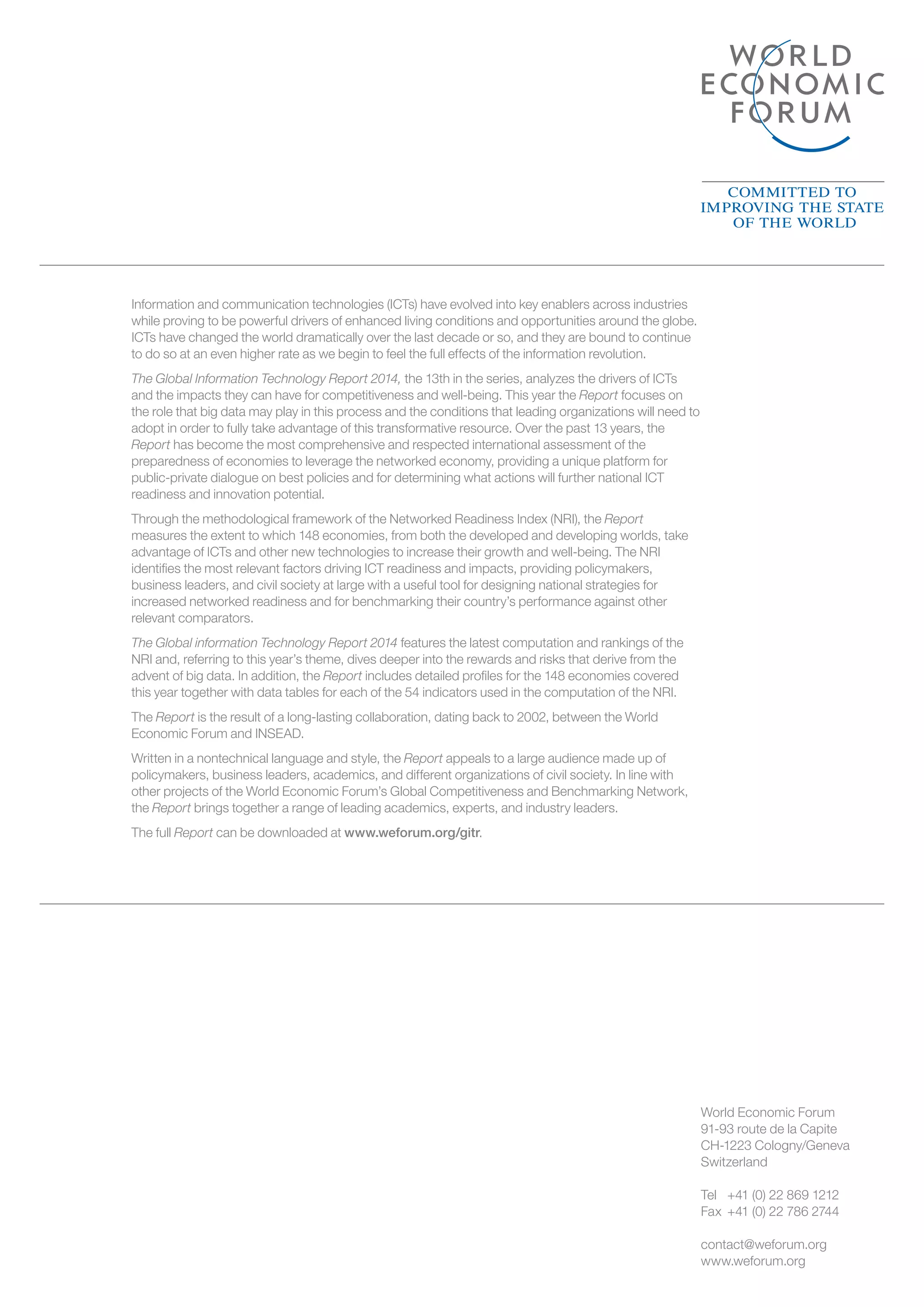 Wef global informationtechnology report 2014