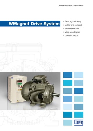 Motors | Automation | Energy | Paints

WMagnet Drive System

	  xtra high efficiency
E

g

	  ighter and compact
L

g

	  xtended life time
E

g

	 Wide speed range

g

	  onstant torque
C

g

REPLACE ME BY A PICTURE!

 
