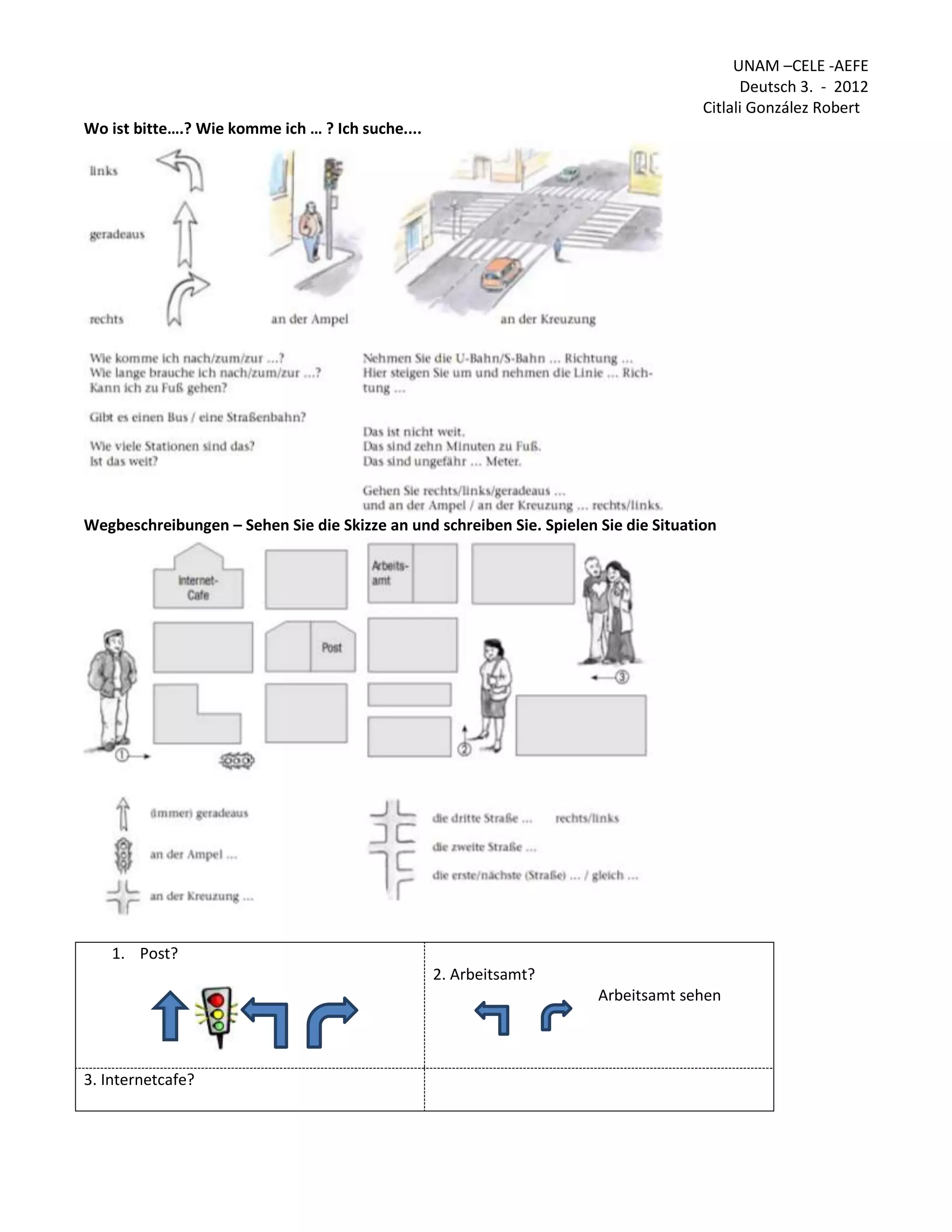 Wegbeschreibung Englisch übungen Pdf Klasse 6 Wegbeschreibung | PDF