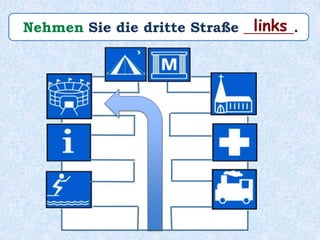 Nehmen Sie die dritte Straße _______.links
 