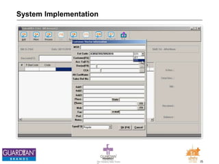 25The Chemists India Trusts
TM
System Implementation
 