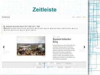 Zeitleiste 
Zeile 1 Zeile 2 Zeile 3 Zeile 4 
12 
10 
8 
6 
4 
2 
0 
Spalte 1 
Spalte 2 
Spalte 3 
 