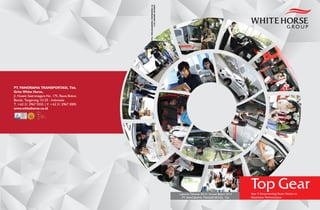 Top GearYear 5 Empowering Team Works to
Maximize Performance
Laporan Tahunan 2014 / Annual Report 2014
PT. PANORAMA TRANSPORTASI, Tbk
PT. PANORAMA TRANSPORTASI, Tbk.
Grha White Horse,
Jl. Husein Sastranegara No. 175, Rawa Bokor,
Benda, Tangerang 15125 - Indonesia
T. +62 21 2967 5555 | F. +62 21 2967 5005
www.whitehorse.co.id
ANNUALREPORT2014
PT.PANORAMATRANSPORTASI,Tbk.
 