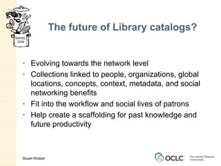 Social Networking SoftwareIt isn’t new… only the technical manifestation isLibrary services in emerging social networks Motivate people to participateTaggingBook ReviewsEmergent relationships, evident from data about what people buy and borrow, like and dislike (business intelligence)Link to the people as well