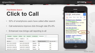 @AaronWeiche



    Paid Mobile Search


    Click to Call
   • 52% of smartphone users have called after search

   • Cal...