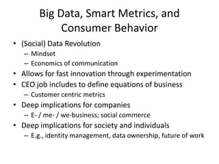 8 Rules for Big Data
1.   Start with the problem, not with the data
2.   Share data to get data
3.   Align interests of al...