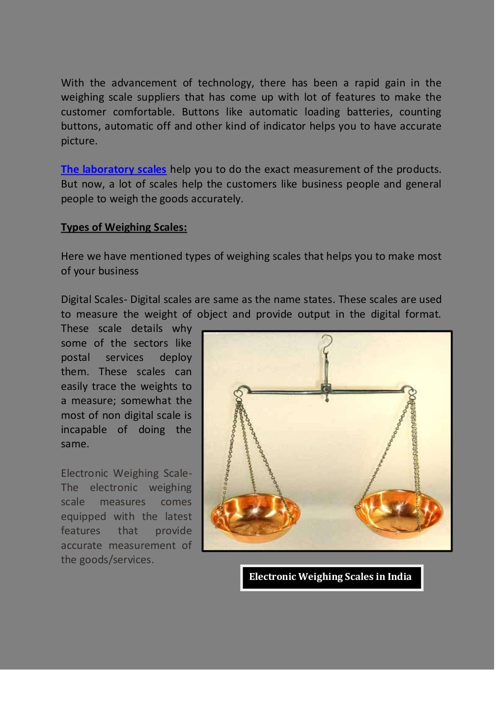 Types of Weighing Scales A Guide
