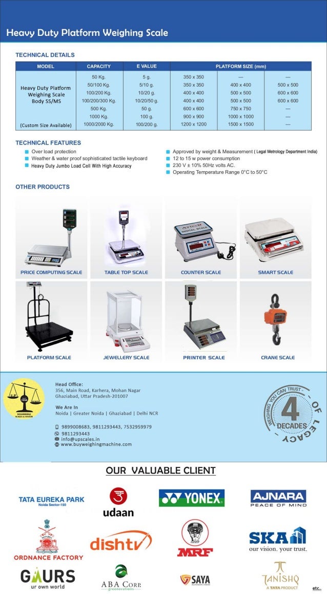 Platform Weighing Scale Industrial Weighing Scale UP Scales