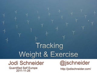 Jodi Schneider           @jschneider
Quantified Self Europe   http://jodischneider.com/
    2011-11-26
 