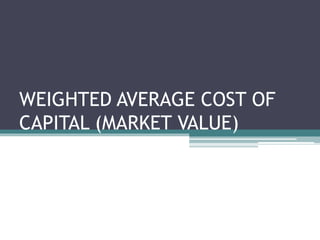 WEIGHTED AVERAGE COST OF
CAPITAL (MARKET VALUE)
 