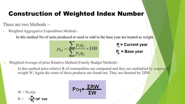 Weighted Index Number Business Statistics PPT