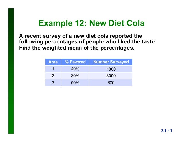weighted mean new diet cola