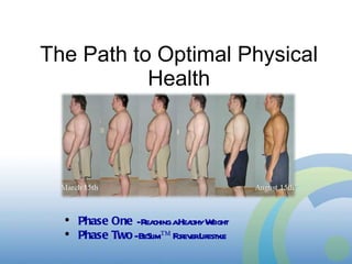 The Path to Optimal Physical Health Phase One   - Reaching a Healthy Weight Phase Two  - BeSlim   Forever Lifestyle 