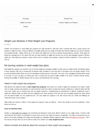 Weight loss routines in medi weight loss programs
