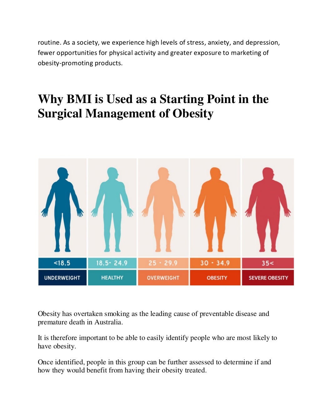 Weight Loss Surgery & BMI The Surgical Weight Loss Centre