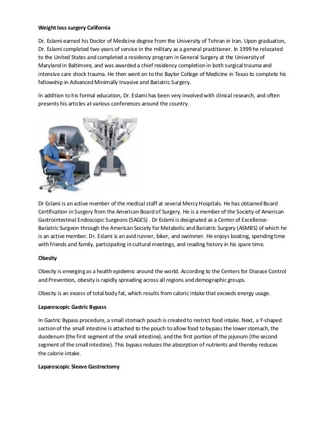 Weight Loss Surgery California