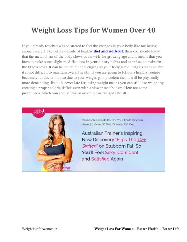 healthy living weight loss program for women over 40