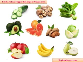 Fruits, Nuts & Veggies that helps in Weight Loss

Tryfoodlovers.com

 