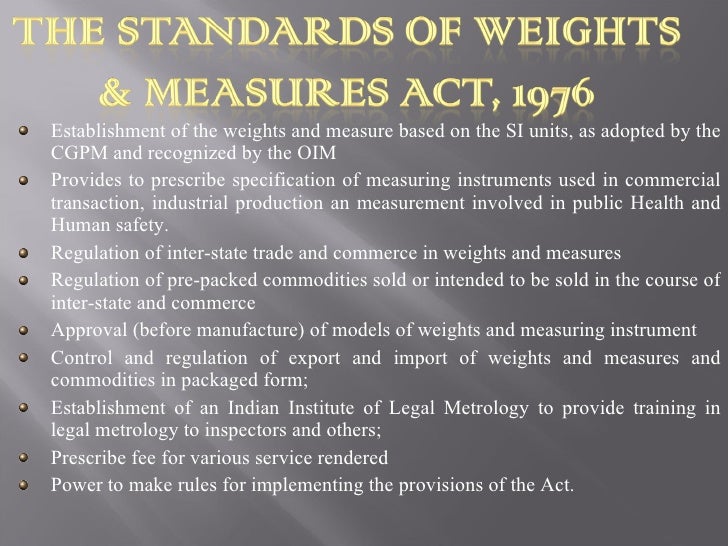 Weights & measures ac t