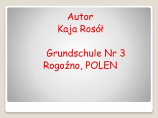 Autor 
Kaja Rosół 
Grundschule Nr 3 
Rogoźno, POLEN 

