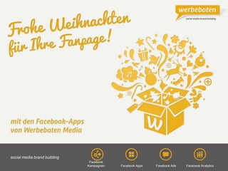 Copyright@2013 Werbeboten Media 1Facebook Analytics
social media brand building
Facebook AppsFacebook Kampagnen Facebook Ads
 