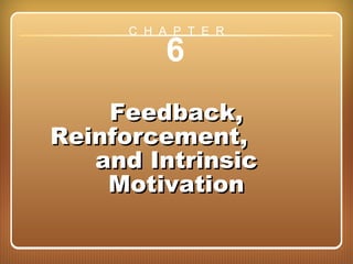 Chapter 6: Feedback, Reinforcement, and Intrinsic Motivation
6
Feedback,Feedback,
Reinforcement,Reinforcement,
and Intrinsicand Intrinsic
MotivationMotivation
C H A P T E R
 